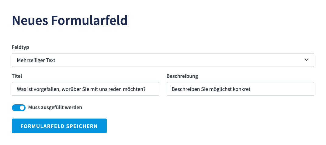 Neues Formularfeld