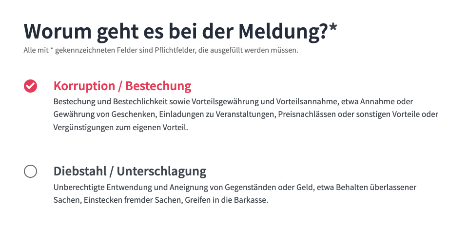 Themen im Meldeportal